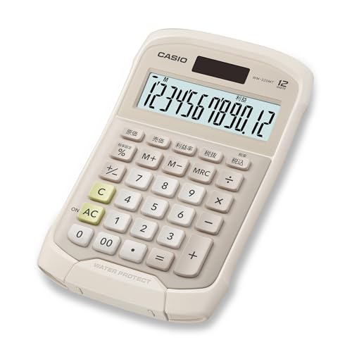カシオ 防水・防塵電卓 ベージュ ミニジャストタイプ 12桁 WM-320MT-BE-N 送料無料