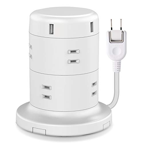エレコム 電源タップ タワー型 延長コード [ 8個口 / 12個口 & USB×5ポート / USB-C×2 USB-A×3 ] 仮固 送料無料のサムネイル