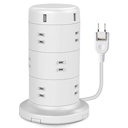 エレコム 電源タップ タワー型 延長コード [ 8個口 / 12個口 & USB×5ポート / USB-C×2 USB-A×3 ] 仮固 送料無料