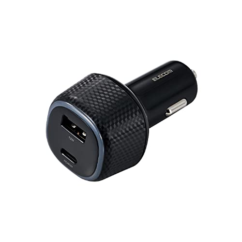 エレコム シガーソケット USB PD対応 45W 2ポート USB-C USB-A 12V 24V 対応 [ Macbook iPad 送料無料