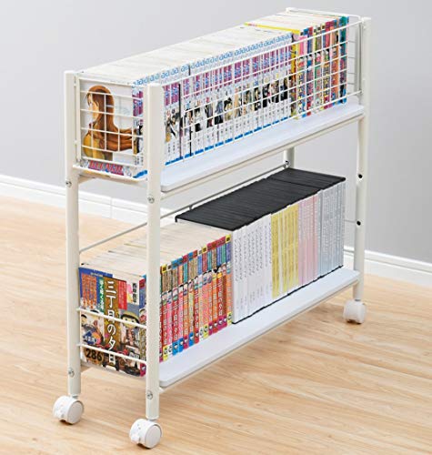 [山善] 押入れ (クローゼット) 収納ラック 幅19.5×奥行77×高さ64.5cm ストッパー付き キャスター 棚板着脱可能 組立品 送料無料