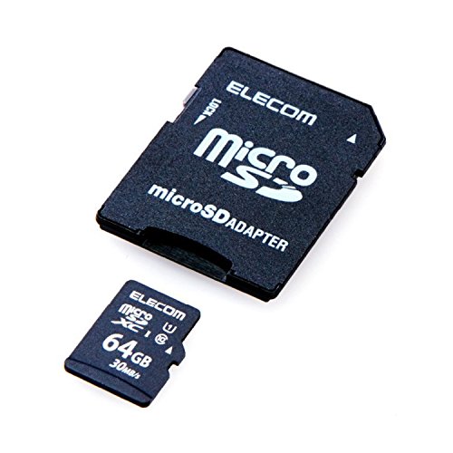 通常パッケージ新モデル/64GB/MF-MS064GU11LRA・Size:64GBStyle:通常パッケージ・パッケージ個数:1・メモリ規格:microSDXC Class10 UHS-I・インターフェイス:microSD・最大転送速度:読み出し:30MB/s・最低速度:10MB/sec・外形寸法:幅15.0mm×高さ11.0mm×奥行1.0mm商品紹介 ■読み出し最大30MB/sの高速データ転送を実現するmicroSDメモリカードです。 ■※最大転送速度はエレコム社環境による実測値であり、すべての環境においてするものではありません。 ■高速インターフェース規格であるUHS-I/UHSスピードクラスの「Class1」、および読み書き時の最低速度をするSDスピードクラスの「class10」に対応しています。 ■1年間の期間内で1回限り、無償でデータ復旧サービスを利用可能です。 ■スマートフォンやタブレットなどでの使用に最適です。 ■SD変換アダプタが付属しています。 ■JIS防水保護等級7(IPX7)に準拠し、メモリカードの交換時などにうっかり水に濡れてしまっても安心の防水仕様です。※変換アダプタは防水ではありません。 ■CPRM技術を採用した著作権保護機能を搭載しています。 ■※UHS-Iインターフェース非対応機器でも動作可能です。対応機器で使用することで本来の性能を発揮します。 ■期間を「1年間」としていますので、安心してご利用いただけます。 ご注意（免責）＞必ずお読みください ※データ復旧サービスは、製品状態により必ずしもすべてのデータが完全に復旧することをお約束するものではなく、データ損害についてはエレコム社は責任を負いかねます。