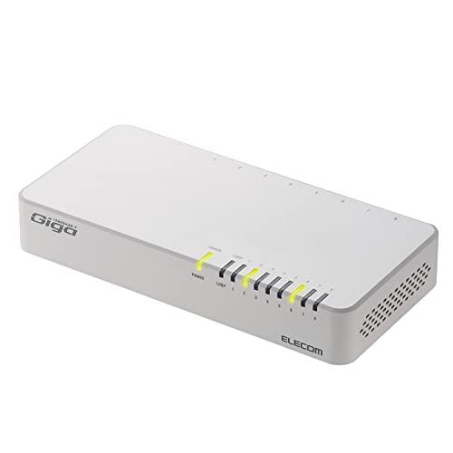 スイッチングハブホワイト/-/EHC-G08PN2-JW・パッケージ個数:1・非通信時のポートへの電力供給をカットする省電力機能で、最大約81%節電※が可能な1000BASE-T対応の電源内蔵プラスチック筐体8ポートハブです。 ※計測は、負荷機からハブへデータを転送し、全ポート通信・非通信時の1分後の電力を計測比較した場合。・ループ検知機能を搭載し、ネットワーク運用に影響を及ぼすネットワークループ発生をお知らせします。LEDランプの点滅でお知らせし、すみやかなネットワーク障害の解消を促します。・ファンレス設計により、寝室や事務所などの静粛性が求められる場所への導入にも最適です。また、可動部分が減ることにより、高信頼性・高耐久性を実現しています。・メイン基板に電解コンデンサーを使用していないため、長寿命設計を実現しています。・詳しくは「商品の仕様」「商品の説明」をご確認ください。【 仕様 】 ■ 接続方式：1000BASE-T/100BASE-TX/10BASE-T ■ ネットワークタイプ：IEEE802.3ab/IEEE802.3u/IEEE802.3 ■ スイッチング方式：ストア&フォワード ■ バッファメモリー：192Kbytes(各ポートに動的割当て) ■ フローコントロール制御：IEEE802.3x(フルデュプレックス時) バックプレッシャー(ハーフデュプレックス時) ■ スイッチファブリック：16.0Gbps ■ 最大パケット転送能力：12.0Mpps ■ フィルタリング速度：1 488 000パケット/秒(1000Mbps) 148 800パケット/秒(100Mbps) 14 880パケット/秒(10Mbps) ■ MACアドレス登録数：4 096件(全ポート合計) ■ ポート数：8ポート ■ AutoMDI/MDI-X：対応 ■ オートネゴシエーション：対応(1000/100/10Mbps) ■ コネクタ形状：RJ-45 ×8 ■ 適合ケーブル：10BASE-T:UTPカテゴリー3以上 100BASE-TX:UTPカテゴリー5以上 1000BASE-T:UTPカテゴリー5e以上 ■ ノンブロッキング：対応 ■ ジャンボフレーム：対応 (9Kbytes) ■ ループ検知機能：ループ検知 ■ MTBF：676 000時間 ■ EAP透過機能：対応 ■ BPDU透過機能：対応 ■ 入力電圧：AC100〜240V±10% 50/60Hz ■ 消費電力(定格)：最大5.0W ■ 発熱量：最大約18.0kJ/h ■ 省電力機能：らくらく節電E(IEEE 802.3az)対応 ■ エネルギー消費効率：0.6W/Gbps ■ 最大実効伝送速度：8.0Gbps ■ 外形寸法(幅×奥行き×高さ)：約180.2×約86.5×約34.0mm(本体のみ) ■ 質量：約245g ■ 筐体材質(カラー)：プラスチック(ホワイト) ■ 動作時環境条件：温度:0℃〜40℃ 湿度:10%〜90%(ただし結露なきこと) 【 説明 】 ■ 非通信時のポートへの電力供給をカットする省電力機能で、最大約81%節電※が可能な1000BASE-T対応の電源内蔵プラスチック筐体8ポートハブです。 ※計測は、負荷機からハブへデータを転送し、全ポート通信・非通信時の1分後の電力を計測比較した場合。 ■ ループ検知機能を搭載し、ネットワーク運用に影響を及ぼすネットワークループ発生をお知らせします。LEDランプの点滅でお知らせし、すみやかなネットワーク障害の解消を促します。 ■ ファンレス設計により、寝室や事務所などの静粛性が求められる場所への導入にも最適です。また、可動部分が減ることにより、高信頼性・高耐久性を実現しています。 ■ メイン基板に電解コンデンサーを使用していないため、長寿命設計を実現しています。 ■ AC電源ケーブルにトラッキング対策が施され、長期間設置した場合でもホコリによるトラッキング現象を防止します。 ■ 小型デザインで設置場所を選ばず、水平設置のほか、磁石によるスチール製のデスクや壁面に容易に取り付け、本体背面の壁掛け用ホールを使った壁掛けも可能です。