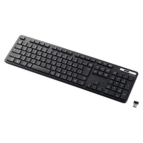 エレコム ワイヤレスキーボード TK-FDM110TKBK 薄型 メンブレン式 抗菌 テンキー付 ブラック 送料無料