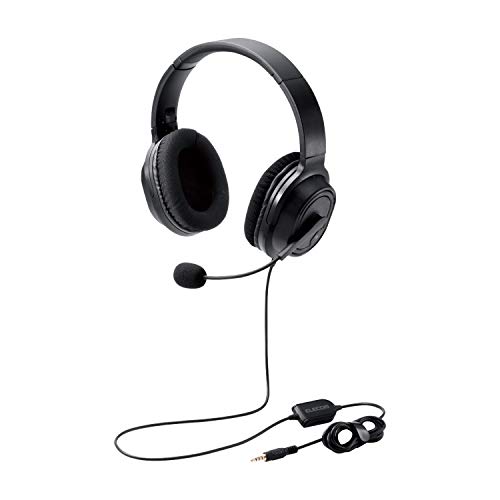 エレコム ヘッドセット 4極ミニプラグ オーバーヘッド 有線 両耳 変換ケーブル付 40mmドライバ ブラック HS-HP30TBK …