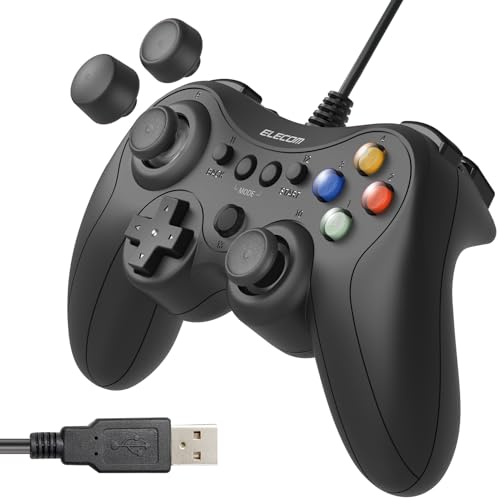 Xbox系配列ブラック/振動タイプ/JC-GP30XVBK・Size:振動タイプStyle:Xbox系配列・パッケージ個数:1・メカニカルトリガーとスティックカスタマイズに対応したFPS特化仕様のクロス配置(Xbox系)の13ボタン有線振動対応ゲームパッド。・XInputとDirectInputの両方に対応しており、幅広いゲームタイトルで使用できます。・背面にXInputとDirectInputを簡単に切り替えられるスライドスイッチを搭載しています。・十字ボタン、アナログスティック2本を含む13ボタンを搭載しています。・左スティックが操作しやすいクロススティック配置(Xbox系)を採用しています。【 仕様 】 ■コネクター形状：USB-A プラグ ■接続方式：USB有線 ■ケーブル長：約1.8m ■対応機種：USBポートを装備したWindowsパソコン ■対応規格：XInput/DirectInput ■対応OS(Windows)：Windows 11/10 ■ボタン数：13ボタン ■アナログトリガーボタン：なし ■メカニカルトリガーボタン：4ボタン ■POV(ハットスイッチ)：あり ■アナログスティック：2本 ■スティック配置：クロス(XBOX系) ■スティックカバー交換：対応 ■軸数：4軸(X軸/Y軸/Z軸/Z回転) ■動作モード：アナログモード ■振動機能：あり(モーター×2個) ■連射機能：なし ■マクロ機能：なし ■ボタン配置切り替え機能(リマップ機能)：なし ■スティックモード切り替え機能：なし ■スティック感度切り替え機能：あり(3段階) ■内容物：ゲームパッド本体×1台、ノーマルスティック×2本、ロングスティック×1本、ロングドームスティック×1本 ■外形寸法：幅約161mm×奥行約65mm×高さ約99mm ※ケーブル除く/ノーマルスティック装着時 ■重量(本体)：約245g ※ケーブル含む※ノーマルスティック装着時 ■電源：USBバスパワー ■VCCI：Class B対応 ■カラー：ブラック ■期間：1年間 【 説明 】 ■メカニカルトリガーとスティックカスタマイズに対応したFPS特化仕様のクロス配置(Xbox系)の13ボタン有線振動対応ゲームパッド。 ■XInputとDirectInputの両方に対応しており、幅広いゲームタイトルで使用できます。 ■背面にXInputとDirectInputを簡単に切り替えられるスライドスイッチを搭載しています。 ■十字ボタン、アナログスティック2本を含む13ボタンを搭載しています。 ■左スティックが操作しやすいクロススティック配置(Xbox系)を採用しています。 ■ゆったり接続できるケーブル長1.8mです。 ■短いストロークで素早い射撃が可能なメカニカルトリガーボタンを4つ搭載。内部には1000万回の試験をクリアした高耐久マイクロスイッチを採用しています。 ■※レーシングゲームのアクセル/ブレーキなどのアナログ入力には対応していません。 ■十字ボタン、メインボタンには日本メーカー製の高性能ゴム材料を使用し、300万回の耐久試験をクリアした高耐久ボタンを採用しています。 ※弊社試験基準にて実施。 ■スティックの着脱が可能で、市販のエイムリングを装着できます。 ■精密な操作がしやすくなる2種類のロングスティックと交換可能です。 ■スティックはFPSに適したデッドゾーンゼロ・入力補正なし設計を採用し、遊びのない精密なエイム操作が可能です。 ■スティック感度を左右スティック個別に高感度/標準/精度重視の3モードに切り替えができます。専用のソフトは必要ありません。 ■振動機能を搭載しており、臨場感あふれるプレイを体感できます。 ※振動対応ゲームのみ。 ■※DirectInputで振動機能を使用する場合は、ドライバーのインストールが必要です。 ■マクロ・連射機能を搭載していないため、公式大会のレギュレーションにも配慮しています。 ■モードを知らせてくれるLEDランプがついています。 ■Steamの各種ゲームタイトルで動作確認済み。 ■※動作確認済みのゲームタイトルはエレコムホームページの対応表をご確認ください。 ■ボタンやスティックにキーボードやマウスの操作を割り当てる独自ソフトウェア「ゲームパッドアシスタント」に対応し、ゲームパッドに対応しないゲームもプレイ可能になります。 ■自社環境認定基準を1つ以上満たし、『THINK ECOLOGY』マークを表示した製品です。 ■廃棄物削減に取り組み、製品に同梱する取扱説明書等をペーパーレス化した製品です。 【商品に関するお問い合わせ】 ホームページよりご確認ください