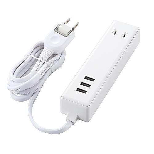 USB×3 AC×2ホワイト/1.5m/MOT-U10-2315WH・Size:1.5mStyle:USB×3 AC×2・パッケージ個数:1・スマホもパソコンもこれ1台で充電。 2つのAC差込口と3つのUSBポートが一体になったケーブルタイプのモバイルUSBタップ。・2つのAC差込口と3つのUSBポートが一体になったモバイルUSBタップです。・パソコンやスマートフォン、タブレットを同時に充電可能です。・コンセントから離れた場所でも充電できる長さ1.5mのケーブルタイプです。・AC差込口には、未使用時にほこりの侵入を防止する「ほこり防止シャッター」を装備しています。【 仕様 】 ■対応機種:iPhoneおよびUSB端子で充電するスマートフォン ■コネクタ形状:USB Aメス×3 ■定格入力電圧:AC100V 50/60Hz ■定格出力電圧:AC 100V / DC 5V ■定格出力電流:合計最大3.4A(1ポート最大2.4A) ■期間:1年間 ■本体差込口形状:2ピン ■本体差込口個数:2個口 ■プラグ仕様:2ピン・スイングプラグ ■3ピン→2ピン変換アダプタ付属:× ■コード長:1.5m ■定格:USB側:5V/合計最大3.4A(1ポート最大2.4A) AC側:125V 14A 1400W ■スイッチ:× ■雷ガード:× ■ほこりシャッター:○ ■絶縁キャップ付きプラグ:○ ■差込口キャップ付属:× ■通電表示ランプ:× ■二重被ふく:○ ■抜け止め機能:× ■スイングプラグ:○ ■マグネット:× ■壁掛け用フック:× ■ノイズフィルター:× ■モジュラジャック付:× ■カラー:ホワイト ■材質:本体:ABS樹脂、差込口:ユリア樹脂 ■外形寸法:幅35mm×奥行148mm×高さ29mm ※コード部分及びプラグ部分を除く ■質量:約240g ■使用可能地域:本製品は日本国内の電源を想定して設計されていますので、日本国外ではご使用いただけません。 ■電気用品安全法:PSE適合 【 説明 】 ■2つのAC差込口と3つのUSBポートが一体になったモバイルUSBタップです。 ■パソコンやスマートフォン、タブレットを同時に充電可能です。 ■コンセントから離れた場所でも充電できる長さ1.5mのケーブルタイプです。 ■AC差込口には、未使用時にほこりの侵入を防止する「ほこり防止シャッター」を装備しています。 ■AC差込口には、万一の発熱の際にも融解しにくく、電気火災の防止に有効な耐熱性に優れたユリア樹脂を使用しています。 ■ACプラグの根本に絶縁キャップがついており、トラッキング現象による火災の防止に役立ちます。 ■2ピン式の電源プラグを採用しています。 ■狭い場所でも配線しやすい180°スイングプラグを採用しています。 ■USBポートを3ポート搭載しており、スマートフォンなどを3台同時に充電可能です。3ポート合計最大3.4Aの出力が可能です。 ■USBポートに搭載した高性能ICが接続機器を自動で見分けて適した出力で最速に充電できる“おまかせ充電に対応しています。 ■USB充電部に10年使える長寿命設計を実現しています。※あくまでも電気設計上の寿命であり、製品の寿命をするものではありません。 ■※充電に必要な各種ケーブルは同梱していません。別途お買い求めの上、ご使用下さい。 ■※電源プラグを間違ってUSBポートに差し込まないよう十分ご注意ください。ポートの変形や短絡により発熱や発火の原因になる可能性があります。 【商品に関するお問い合わせ】 エレコム総合インフォメーションセンター TEL. 0570-084-465 FAX. 0570-050-012 受付時間 / 10:00~19:00 年中無休
