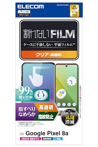 エレコム Google Pixel 8a フィルム 指紋認証 対応 光沢 グレア 指紋防止 気泡ゼロ 貼り直し可能 自己吸着 PM-P2 送料無料