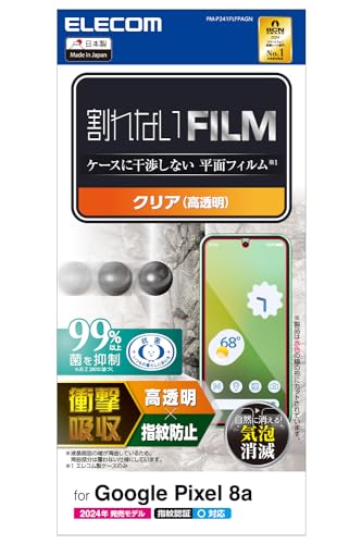 エレコム Google Pixel 8a フィルム 指紋認証 対応 光沢 グレア 指紋防止 衝撃吸収 耐衝撃 気泡ゼロ 貼り直し可能 自 送料無料