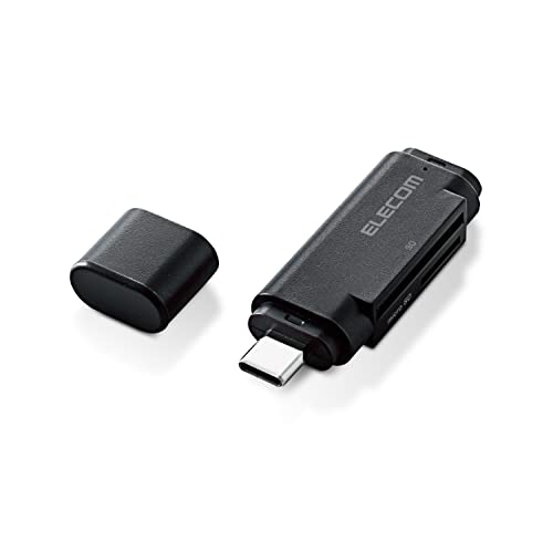 ブラック/SD+microSD用/MR3C-D011BK・Color:ブラック・パッケージ個数:1・スティックタイプで簡単に持ち運べて、最新規格のUSB Type-Cコネクタを搭載したメモリリーダライタです。・USB Type-Cコネクタ搭載のパソコンやスマートフォンで使用可能です。・1万回の挿抜に耐える堅牢なコネクタを採用しています。頻繁な挿抜環境においても破損しにくい構造です。・USB Type-Cコネクタは、オモテとウラがなく、向きを気にせず挿し込み可能です。・SDメモリーカードシリーズ、miniSDメモリーカードシリーズ、microSDメモリーカードシリーズ、MMCシリーズなどのメモリーカードに対応しています。【 仕様 】 ■ インターフェイス:USB Type-C(TM) ■ 最大転送速度:USB3.1 Gen1スーパースピード/5Gbps(理論値) ■ コネクタ形状:USB Type-C(TM)(オス)×1 ■ スロット数:2 ■ 対応メディア(SDメモリカード):SD(HighSpeed ProHighSpeed Class2~10)、Wii・DSi用、SDHC(Class2~10 UHS-I UHS-II)、SDXC(Class10 UHS-I)/miniSD、miniSDHC (Class2~6)※/TransFlash、microSD、microSDHC(Class2~10 UHS-I)、microSDXC(※)別途専用アダプター必要 ■ 対応メディア(マルチメディアカード):MMC、MMC4.0、セキュアMMC、RS-MMC、RS-MMC4.0/MMC micro※(※)別途専用アダプター必要 ■ 対応機種:USB Type-C(TM)コネクターを搭載するパソコン・スマ-トフォン ■ 対応OS:USB ホスト対応のAndroid9.0/Windows 11/10/8.1/7(SP1)/macOS Monterey 12、macOS Big Sur 11、macOS Catalina(10.15) ※各OSの最新バージョンへのアップデートや、サービスパックのインストールが必要になる場合があります。 ■ カラー:ブラック ■ 外形寸法:約幅55.8×奥行き18.2×高さ9.8mm ■ 重量:約8g ■ 電源電圧:5V ■ 動作環境:温度5~40℃、湿度30~80%(結露なきこと) ■ 期間:6カ月 ■ 付属品:ユーザーズマニュアル 【 説明 】 ■ スティックタイプで簡単に持ち運べて、最新規格のUSB Type-Cコネクタを搭載したメモリリーダライタです。 ■ USB Type-Cコネクタ搭載のパソコンやスマートフォンで使用可能です。 ■ 1万回の挿抜に耐える堅牢なコネクタを採用しています。頻繁な挿抜環境においても破損しにくい構造です。 ■ USB Type-Cコネクタは、オモテとウラがなく、向きを気にせず挿し込み可能です。 ■ SDメモリーカードシリーズ、miniSDメモリーカードシリーズ、microSDメモリーカードシリーズ、MMCシリーズなどのメモリーカードに対応しています。 ■ microSDメモリーカードなどの小型メディアも、アダプタ不要でそのまま挿し込み可能です。 ■ 大容量の最新SDメモリーカード規格のSDXCメモリーカード(512GB)に対応しています。 ■ 本製品を使用すると、デジカメからパソコンにデータを直接転送する場合と比較して、約9倍の速さ※で転送可能です。 ※ USB3.1Gen1対応機器接続時。当社試験環境による。 ■ メディアへのアクセス状態が分かるアクセスランプを装備しています。 ■ 外部電源を必要としないUSBバスパワー駆動です。 ■ 専用ドライバなどのインストール作業が不要なので、パソコンのUSBポートに接続するだけですぐに使えます。 ■ コネクタキャップが付属しているため、持ち運び時も安心です。 【商品に関するお問い合わせ】 エレコム総合インフォメーションセンター TEL. 0570-084-465 FAX. 0570-050-012 受付時間 / 10:00~19:00 年中無休