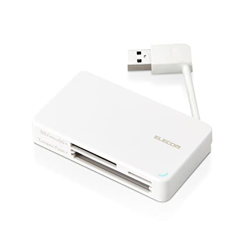 USB3.0ホワイト/-/MR3-K303WH・Color:ホワイトStyle:USB3.0・パッケージ個数:1・持ち運びや収納に便利なケーブル収納タイプで、42種類のメディアに対応したUSB3.0カードリーダーです。・アダプターを使用せずに37種類の多彩なメディアを読み書きでき、アダプターを使用することでさらに5種類のメディアを読み書き可能です。・USB3.0に対応したパソコンに接続した場合、デジカメからパソコンへ直接転送するより約9倍速くデータ転送可能です。・取り出しやすく、収納しやすいコネクター形状を採用しています。・パソコン接続時に余裕のある長さ約6cmのケーブルを搭載しています。●持ち運びや収納に便利なケーブル収納タイプで、42種類のメディアに対応したUSB3.0カードリーダーです。●アダプターを使用せずに37種類の多彩なメディアを読み書きでき、アダプターを使用することでさらに5種類のメディアを読み書き可能です。●USB3.0に対応したパソコンに接続した場合、デジカメからパソコンへ直接転送するより約9倍速くデータ転送可能です。●取り出しやすく、収納しやすいコネクター形状を採用しています。●パソコン接続時に余裕のある長さ約6cmのケーブルを搭載しています。●SDメモリーカードシリーズ、microSDメモリーカードシリーズ、コンパクトフラッシュに対応しています。●SDXCメモリカードやSDHCメモリカードなどの高速版のメディアに対応していますので、大容量データも素早く移動・コピーすることができます。●携帯電話やスマートフォンの多くに採用されているmicroSDカードも、アダプターなしでそのまま挿し込み可能です。●メディアへのアクセス状態が分かるアクセスランプを装備しています。●外部電源を必要としないUSBバスパワー駆動です。●専用ドライバなどのインストール作業が不要で、パソコンのUSBポートに接続するだけですぐに使用可能です。●SDカードロック機能はサポートしておりません。●著作権保護機能には対応しておりません。●複数メディアの同時接続はできません。
