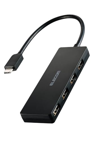 エレコム USBハブ USB2.0 USB-C接続 4ポート バスパワー 15cm ケーブル ブラック U2HC-H040BK 送料無料