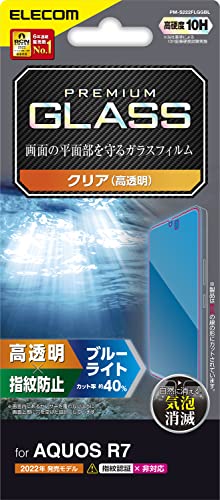 エレコム AQUOS R7 (SH-52C) ガラスフィルム 硬度10H ブルーライトカット 光沢 指紋防止 エアーレス クリア PM- 送料無料