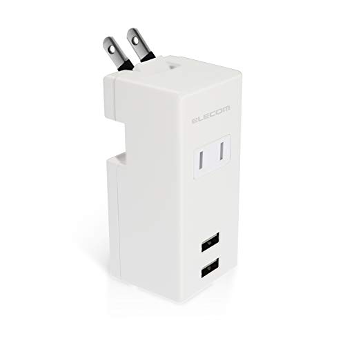 エレコム USBタップ/USBメス×2/AC×1/縦挿し/2.1A/ホワイト 送料無料