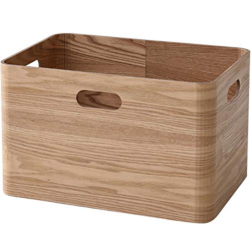 山善 収納ボックス 幅38×奥行26×高さ24cm タモ材 スタッキング 持ち手つき 完成品 ナチュラル TSB-1(NA) 送料無料