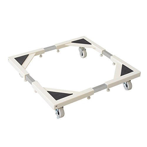 山善 洗濯機台 幅49-69×奥行49-69×高さ10cm 伸縮式 底上げ キャスター付き 耐荷重100kg 組立品 ホワイ..