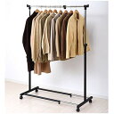山善 ハンガーラック シングル 耐荷重30kg 幅81-122×奥行49×高さ111-184cm 幅・高さ伸縮調整可 マットブラック Y 送料無料