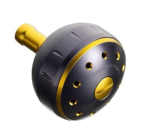 シマノ(SHIMANO) 純正 リールパーツ 夢屋 アルミラウンド型パワーハンドルノブ ブラック/ゴールド Sサイズノブ TypeA用 送料無料