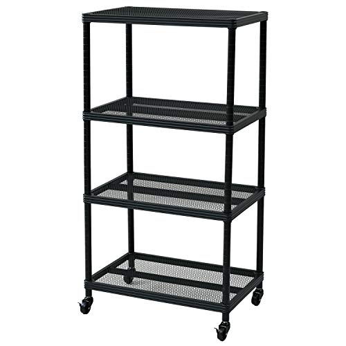 [山善] ラック 棚 4段 キャスター付き 全体耐荷重120kg (高さ調節可能/荷重に強いキャスター) 幅60×奥行39×高さ120c 送料無料