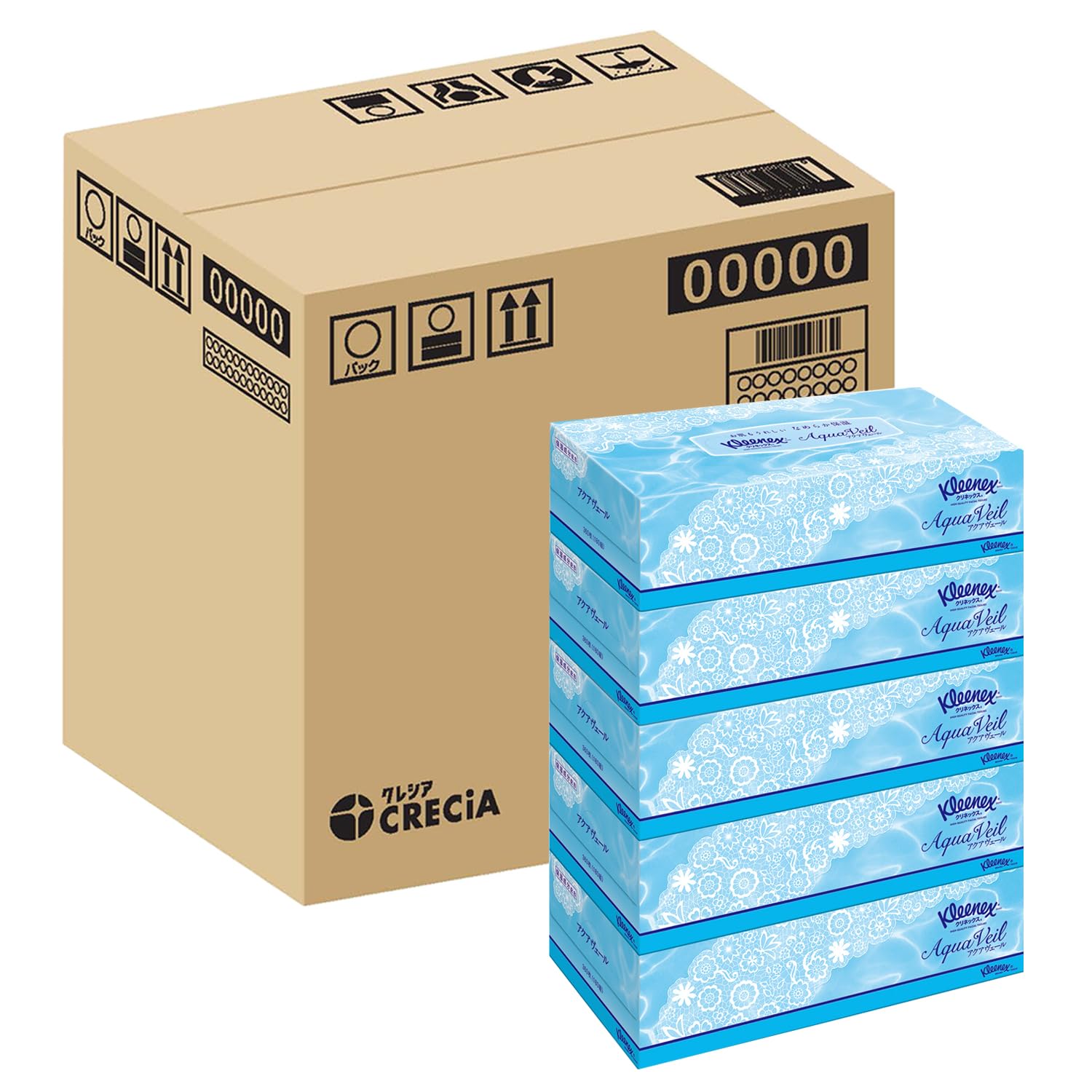 【ハーフケース品】 クリネックス ティシュー アクアヴェール 360枚(180組) 5箱 ×4パック ...