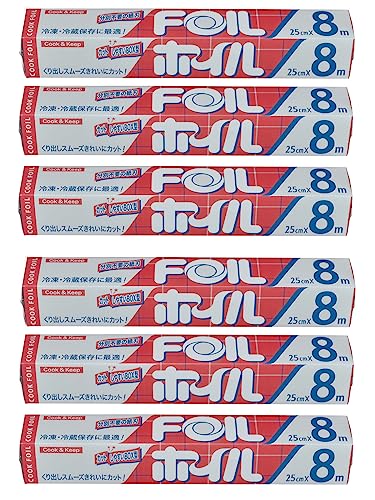 エムエーパッケージング アルミホイル アルミ 本体サイズ シルバー 25cm×8m 6個セット 送料無料