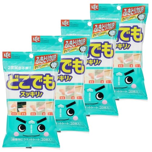 レック 激落ちシート どこでも スッキリ マイクロファイバー 20枚 4個セット 洗剤不使用 送料無料