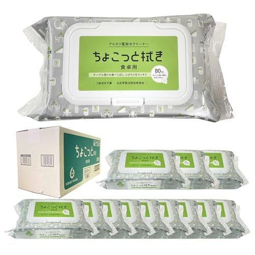 服部製紙 掃除シート アルカリ電解水クリーナー 80枚 ×12個セット ちょこっと拭き 食卓用 合成界面活性..