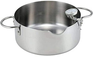 下村企販 温度計付き 天ぷら鍋 揚げ鍋 20cm 【日本製】 油をきれいに注げる 揚げ頃が分かる 天ぷら 揚げ物 コロッケ とんかつ 厚 送料無料