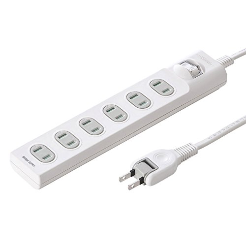 サンワサプライ 電源タップ 火災予防ホコリ防止シャッター 一括集中スイッチ スイングプラグ 2P・6個口(10m) ホワイト TAP-T 送料無料