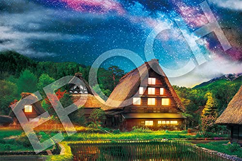 エポック社 1000ピース ジグソーパズル 日本風景 ミスティックビュー 天の川銀河と白川郷 (50×75cm) 09-018s のり付 送料無料