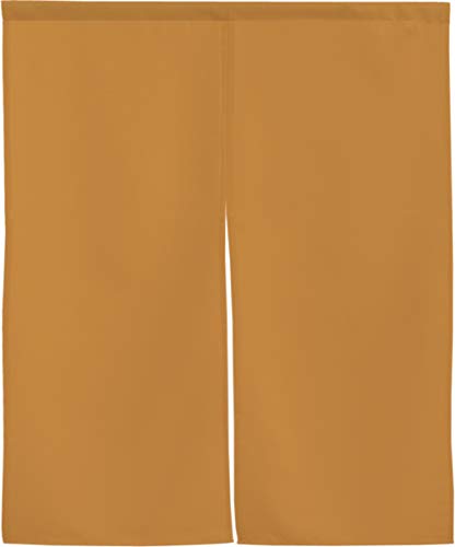 カジュアルキャメル/90cm丈/-・Color:キャメル・【サイズ】(約)幅75×丈90cm・【生地】素材：防炎加工ポリエステル100％　　生地：防炎加工が施されている綿に近い風合いの生地で、厚手で透けにくく洗濯することも出来ます。　生産国：日本製(桐生市)・【仕様】真ん中に1か所割れ目のある、2つ割れののれんです。直径約2.2cmまでのポール（棒）を通すことができます。(※つっぱり棒をご使用の場合は、両端のキャップの太さも考慮してください。キャップが取り外せるものもございます。)　　透け感：透けにくく、目隠しに最適です。※遮光ではありません！（見られたくない部分をしっかり隠せます。）・【ポイント】防炎加工付きだから安心！カラー展開豊富な防炎のれんです。現代の間口に合わせた75cm幅で使いやすい！厚手でしっかりとした生地感で、目隠しにもおすすめです。店舗や施設、飲食店にはもちろん、お家でも安心してお使いいただけます。・【注意点】※商品の裏側上部に防炎ラベルが縫い付けてあります。切り取らないでお使いください。　※のれん棒、突っ張りポール等は付属しておりません。　※