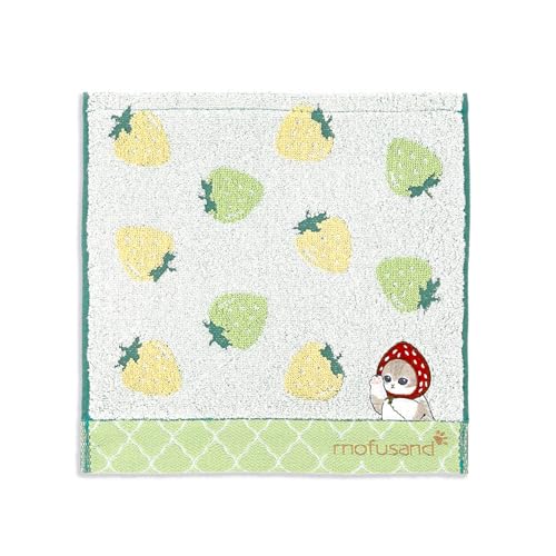 タオル美術館(Towel Museum) mofusand いちご タオルハンカチ グリーン にゃんこ 可愛い 43-0140070 約 送料無料