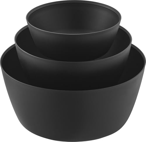 山崎実業(Yamazaki) 傾けて混ぜやすい 調理ボウル 3点セット 電子レンジ対応 ブラック ボウルS：W15.9×D15.9×H7 送料無料