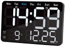 SLOWER 掛け時計 デジタル LED おしゃれ デカ文字 インテリア 置き時計 リモコン付き 日付 気温 曜日 BLACK 275 送料無料