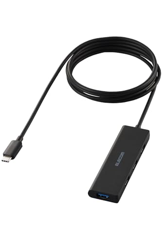 エレコム USBハブ USB-C接続 USB3.2(Gen1) 5Gbps 4ポート バスパワー 150cm ケーブル 小型・軽量設計 送料無料
