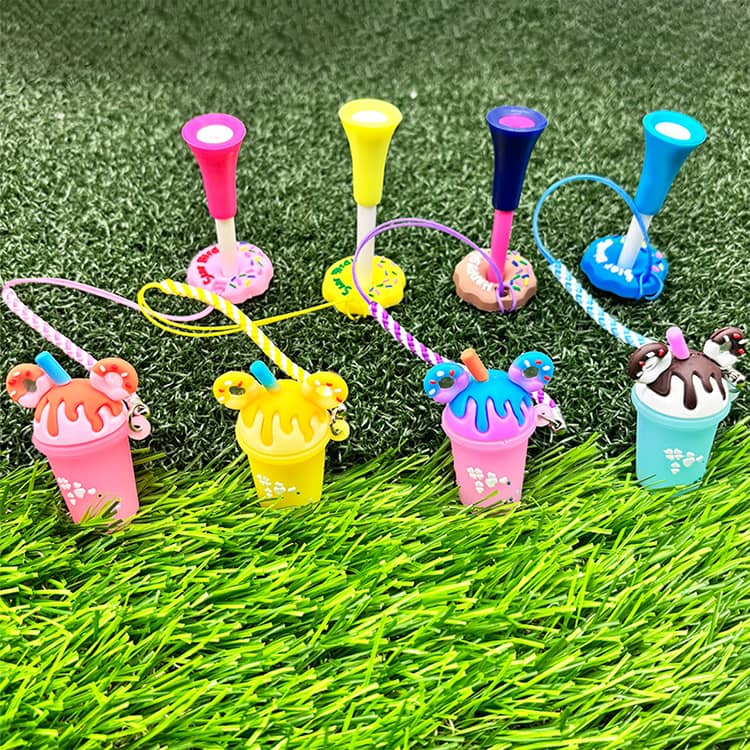 4個セット ゴルフティー アイスクリーム かわいい ティー ゴルフ 紐付き メンズ レ...