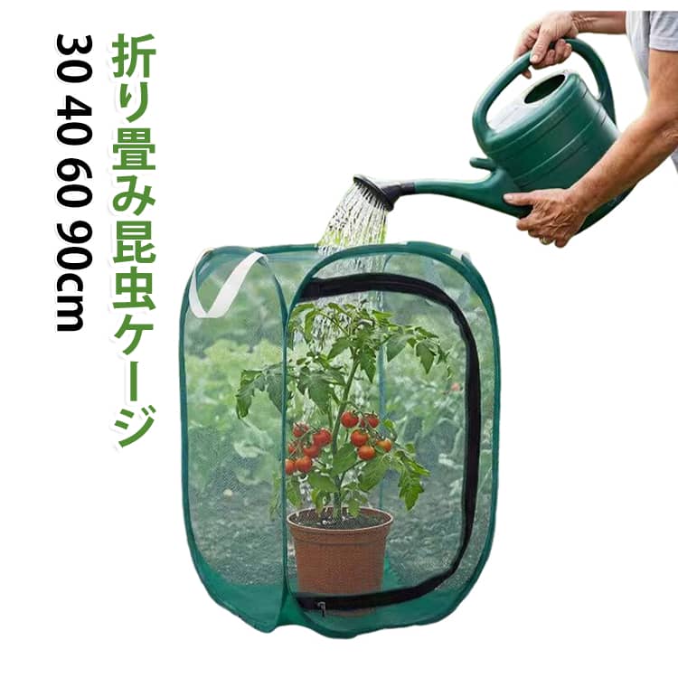 昆虫や植物の飼育・観察に最適な折りたたみ式昆虫ケージです。5面が通気性の高いメッシュ構造、1面は透明ビニールシート仕様のため、内部の様子をしっかり確認しながら快適な環境を保てます。ダブルジッパー開閉で出し入れが簡単、防虫対策にも安心。折り畳み式なので持ち運びもラクラク、邪魔になりません。家庭で虫を育てるだけでなく、幼稚園や小学校での野外実験にも適しています。 サイズ 30×30×30cm 40×40×60cm 60×60×90cm サイズについての説明 ※サイズ表の実寸法は商品によって1-3cm程度の誤差がある場合がございます。 素材 ポリエステル 色 緑 備考 ●サイズ詳細等の測り方はスタッフ間で統一、徹底はしておりますが、実寸は商品によって若干の誤差(1cm～3cm )がある場合がございますので、予めご了承ください。 ●製造ロットにより、細部形状の違いや、同色でも色味に多少の誤差が生じます。 ●パッケージは改良のため予告なく仕様を変更する場合があります。 ▼商品の色は、撮影時の光や、お客様のモニターの色具合などにより、実際の商品と異なる場合がございます。あらかじめ、ご了承ください。 ▼生地の特性上、やや匂いが強く感じられるものもございます。数日のご使用や陰干しなどで気になる匂いはほとんど感じられなくなります。 ▼同じ商品でも生産時期により形やサイズ、カラーに多少の誤差が生じる場合もございます。 ▼他店舗でも在庫を共有して販売をしている為、受注後欠品となる場合もございます。予め、ご了承お願い申し上げます。 ▼出荷前に全て検品を行っておりますが、万が一商品に不具合があった場合は、お問い合わせフォームまたはメールよりご連絡頂けます様お願い申し上げます。速やかに対応致しますのでご安心ください。