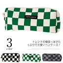 キャンバス 大容量 筆入れ 筆記用具 ペンポーチ チェック柄 ふでばこ ファスナー 送料無料 シンプル ペンケース 高校生 マルチポーチ 文房具 韓国 多機能 ...