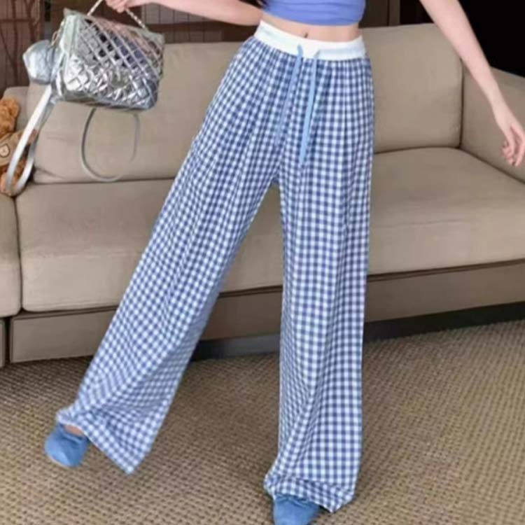 レディース チェックパンツ 薄手 脚長効果 夏 イージーパンツ ロングパンツ ワイドパンツ 春 ゆったり チェックパンツ カジュアルパンツ 可愛い 体型カバー チェック柄パンツ 快適 M L grabadream-10003923 グラブアドリーム サンプル画像3