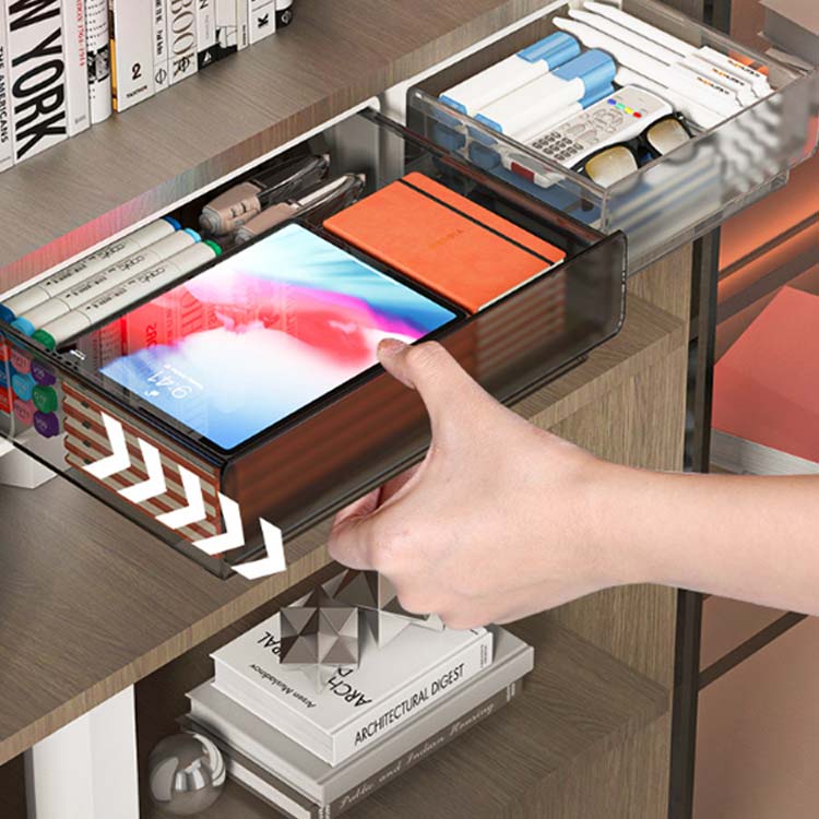 卓下 引き出し 後付け 収納 机下 収納ケース デスク下収納 引き出しケース プラスチック 小物整理 省スペース 収納ボックス 隠し 収納トレー 引き出し式 机 テーブル 収納 穴あけ不要 大容量 文房具 収納 机下 増設 [2]