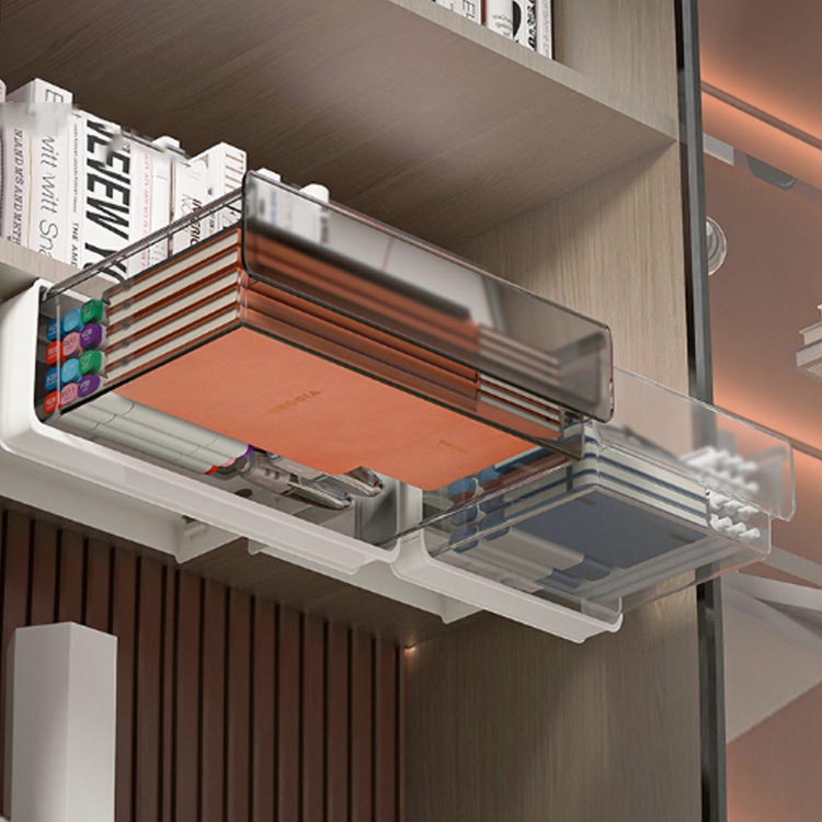 卓下 引き出し 後付け 収納 机下 収納ケース デスク下収納 引き出しケース プラスチック 小物整理 省スペース 収納ボックス 隠し 収納トレー 引き出し式 机 テーブル 収納 穴あけ不要 大容量 文房具 収納 机下 増設 [3]