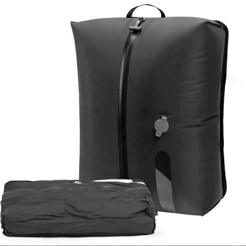 旅行 衣類 パッキングオーガナイザー バルブ式 ブラック 収納バッグ packzip【繰り返し使えるxポンプ不要】 防水 圧縮袋 省スペース 16L 出張 大容量