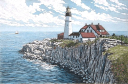 キャロル・コレット 「Portland Head Light」Collette 手彩色銅版画選べる新品額付 国内 送料無料