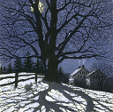 キャロル・コレット 「Clear Winter Night」Collette 手彩色銅版画選べる新品額付 国内 送料無料