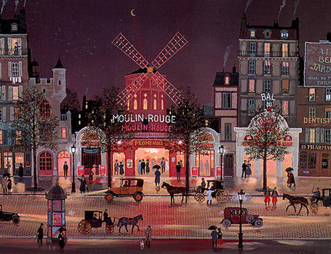 ミッシェル ドラクロア「雨のムーランルージュ」-Le Moulin Rouge sous la Pluie-直筆サイン入り限定版画 シルクスクリーン選べる新品額付 国内 送料無料