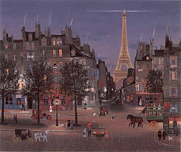 ミッシェル・ドラクロア「Eiffel Tower Lit - Tour Eiffel eclairee-」直筆サイン入り限定版画　シルクスクリーン選べる新品額付　国内 送料無料
