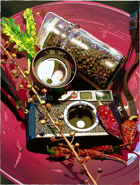 鈴木英人「ライカと静物」-STILL LIFE WITH LEICA- 2005年 EMグラフ 額付版画作品国内 送料無料