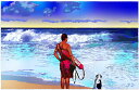 鈴木英人「サンディー ビーチのライフガード」-LIFEGUARDS ON DUTY- 2005年 EMグラフ 額付版画作品 国内 送料無料