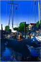 鈴木英人「海への搭乗ゲート」-WAITING TO CRUISE- 2008年 EMグラフ 額付版画作品 国内 送料無料