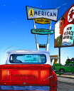 ◆ 鈴木英人「アメリカン モーター イン」-THE WAY IT WAS- 2009年 EMグラフ 額付版画作品 国内 送料無料